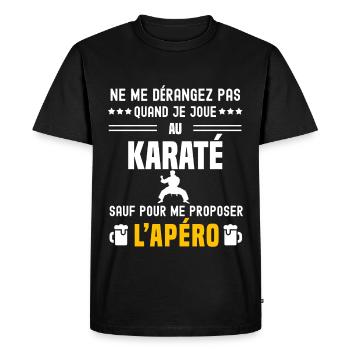 karaté ne dérangez pas sauf apéro - T-shirt Premium bio Homme - noir - Devant - Nico (187cm)