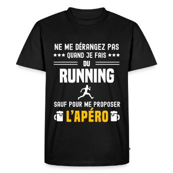 running courir ne dérangez pas sauf apéro - T-shirt Premium bio Homme - noir - Devant - Nico (187cm)
