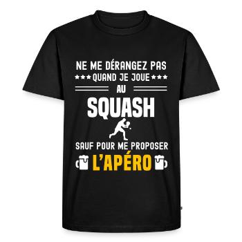 squash ne dérangez pas sauf apéro - T-shirt Premium bio Homme - noir - Devant - Nico (187cm)
