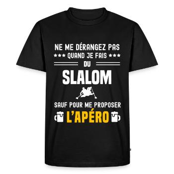 slalom ne dérangez pas sauf apéro - T-shirt Premium bio Homme - noir - Devant - Nico (187cm)