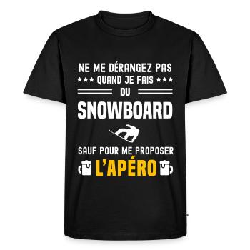 snowboard ne dérangez pas sauf apéro - T-shirt Premium bio Homme - noir - Devant - Nico (187cm)