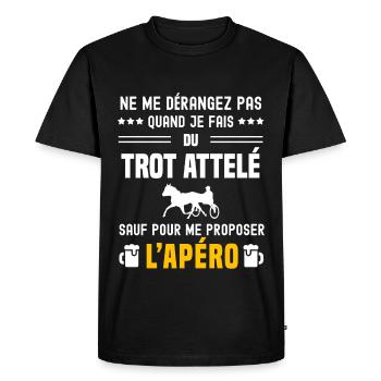 trot attelé ne dérangez pas sauf apéro - T-shirt Premium bio Homme - noir - Devant - Nico (187cm)