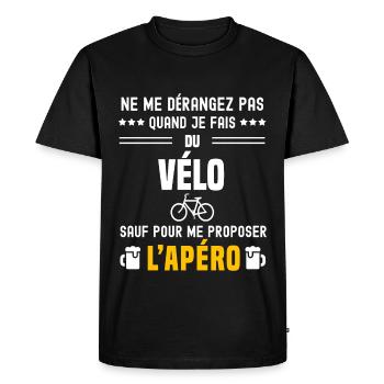 vélo ne dérangez pas sauf apéro - T-shirt Premium bio Homme - noir - Devant - Nico (187cm)