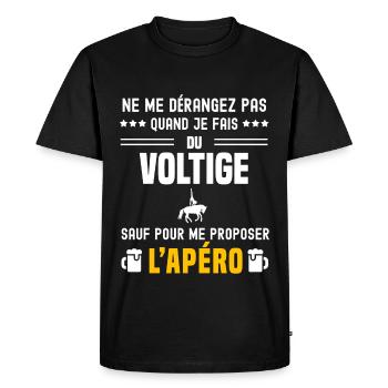 voltige ne dérangez pas sauf apéro - T-shirt Premium bio Homme - noir - Devant - Nico (187cm)
