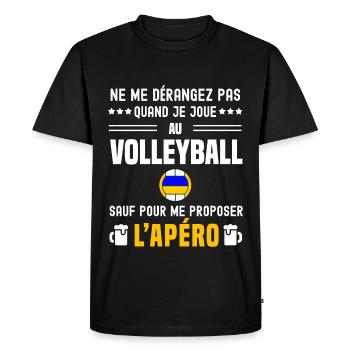 volleyball ne dérangez pas sauf apéro - T-shirt Premium bio Homme - noir - Devant - Nico (187cm)