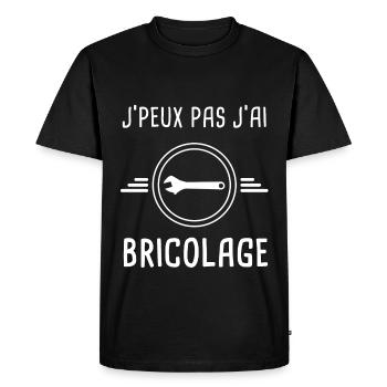bricolage je peux pas j'ai bricolage réparer - T-shirt Premium bio Homme - noir - Devant - Nico (187cm)