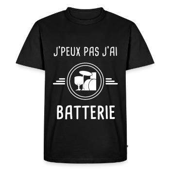 batterie je peux pas j'ai batterie music batteur - T-shirt Premium bio Homme - noir - Devant - Nico (187cm)