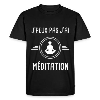 méditation je peux pas j'ai méditation relaxation - T-shirt Premium bio Homme - noir - Devant - Nico (187cm)