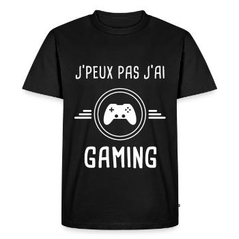 gaming je peux pas j'ai gaming gameur - T-shirt Premium bio Homme - noir - Devant - Nico (187cm)