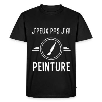 peinture je peux pas j'ai peinture pinceau peintre - T-shirt Premium bio Homme - noir - Devant - Nico (187cm)