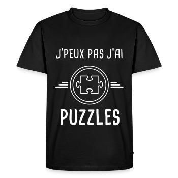 puzzles je peux pas j'ai puzzles puzzle - T-shirt Premium bio Homme - noir - Devant - Nico (187cm)