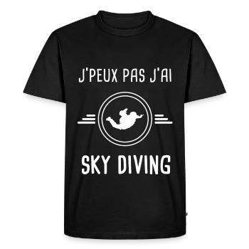 parachute je peux pas j'ai sky diving parachutisme - T-shirt Premium bio Homme - noir - Devant - Nico (187cm)