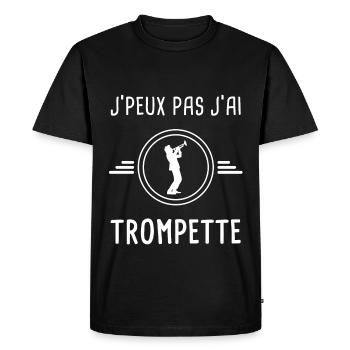trompette je peux pas j'ai trompette trompettiste - T-shirt Premium bio Homme - noir - Devant - Nico (187cm)