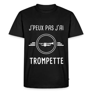 trompette je peux pas j'ai trompette instrument - T-shirt Premium bio Homme - noir - Devant - Nico (187cm)