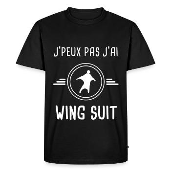 wing suit je peux pas j'ai wing suit parachutiste - T-shirt Premium bio Homme - noir - Devant - Nico (187cm)