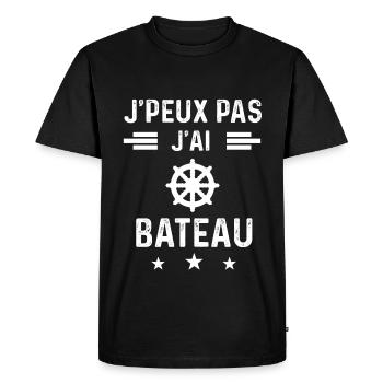 marin je peux pas j'ai bateau gouvernail - T-shirt Premium bio Homme - noir - Devant - Nico (187cm)