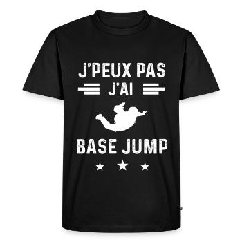 saut je peux pas j'ai base jump - T-shirt Premium bio Homme - noir - Devant - Nico (187cm)