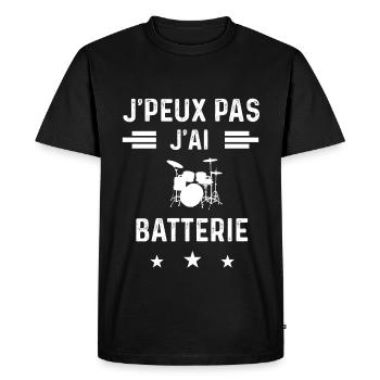 batteur je peux pas j'ai batterie - T-shirt Premium bio Homme - noir - Devant - Nico (187cm)