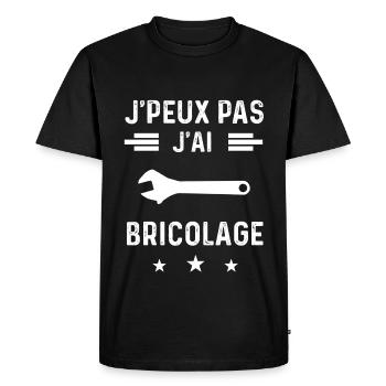 bricoleur je peux pas j'ai bricolage clé molette - T-shirt Premium bio Homme - noir - Devant - Nico (187cm)
