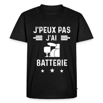 batteur je peux pas j'ai batterie music - T-shirt Premium bio Homme - noir - Devant - Nico (187cm)