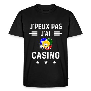 jetons je peux pas j'ai casino - T-shirt Premium bio Homme - noir - Devant - Nico (187cm)