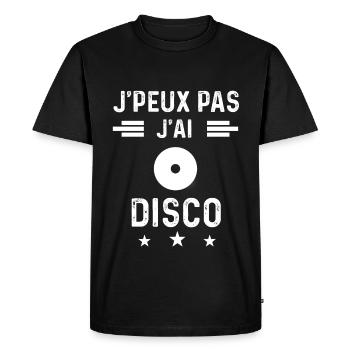 vinyle je peux pas j'ai disco vinyle - T-shirt Premium bio Homme - noir - Devant - Nico (187cm)