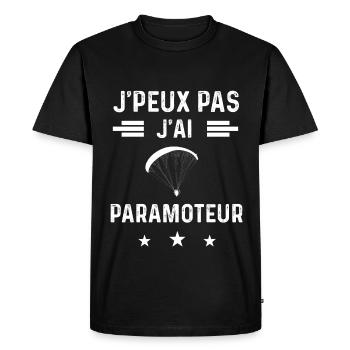 parapentiste je peux pas j'ai paramoteur - T-shirt Premium bio Homme - noir - Devant - Nico (187cm)