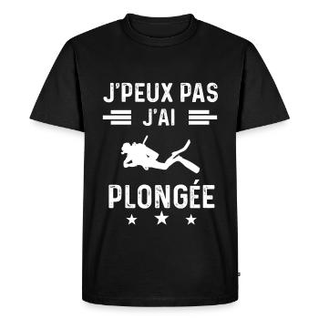 plongeur je peux pas j'ai plongée - T-shirt Premium bio Homme - noir - Devant - Nico (187cm)