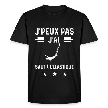 saut je peux pas j'ai saut à l'élastique - T-shirt Premium bio Homme - noir - Devant - Nico (187cm)