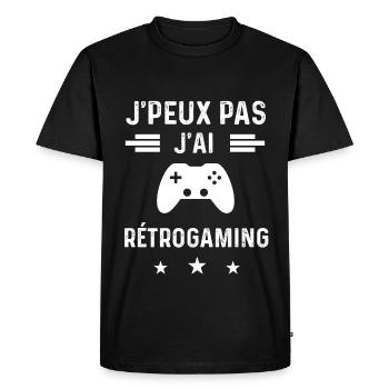 gameur je peux pas j'ai rétrogaming - T-shirt Premium bio Homme - noir - Devant - Nico (187cm)