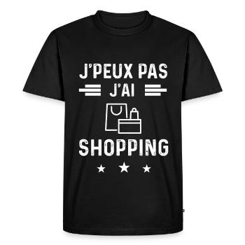 achateuse je peux pas j'ai shopping - T-shirt Premium bio Homme - noir - Devant - Nico (187cm)