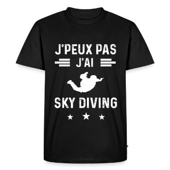 parachutisme je peux pas j'ai sky diving - T-shirt Premium bio Homme - noir - Devant - Nico (187cm)