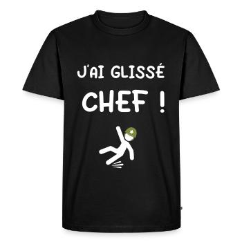 J'ai Glissé Chef militaire casque phrase film - T-shirt Premium bio Homme - noir - Devant - Nico (187cm)