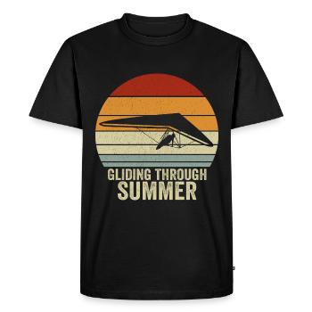 Dragon volant à travers les deltaplanes vintage d’été - T-shirt Premium bio Homme - noir - Devant - Nico (187cm)
