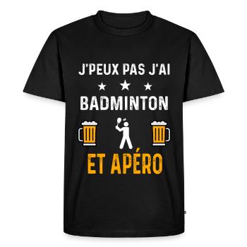 je peux pas j'ai badminton joueur et apéro sport - T-shirt Premium bio Homme - noir - Devant - Nico (187cm)
