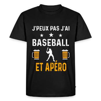 je peux pas j'ai baseball baseballeur et apéro - T-shirt Premium bio Homme - noir - Devant - Nico (187cm)