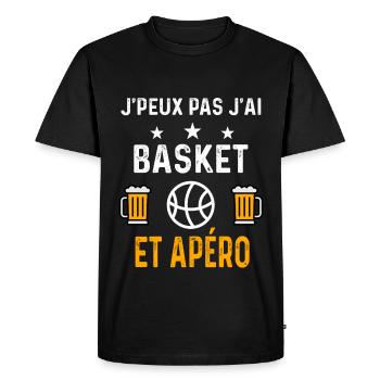 je peux pas j'ai basket ballon et apéro basketball - T-shirt Premium bio Homme - noir - Devant - Nico (187cm)