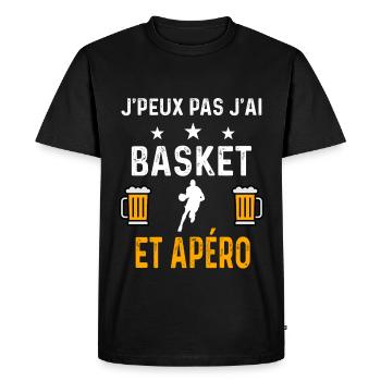 je peux pas j'ai basket et apéro basketball - T-shirt Premium bio Homme - noir - Devant - Nico (187cm)