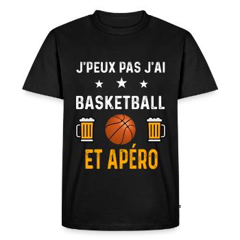 je peux pas j'ai basketball et apéro basketball - T-shirt Premium bio Homme - noir - Devant - Nico (187cm)