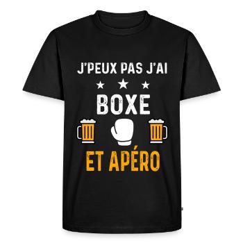 je peux pas j'ai boxe gants et apéro boxe - T-shirt Premium bio Homme - noir - Devant - Nico (187cm)