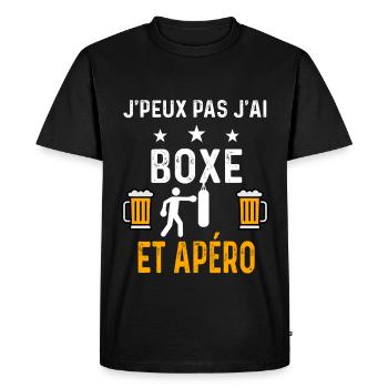 je peux pas j'ai boxe sac et apéro boxe - T-shirt Premium bio Homme - noir - Devant - Nico (187cm)