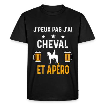 je peux pas j'ai cheval femme et apéro cheval - T-shirt Premium bio Homme - noir - Devant - Nico (187cm)