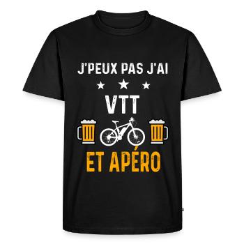 je peux pas j'ai VTT et apéro VTT - T-shirt Premium bio Homme - noir - Devant - Nico (187cm)