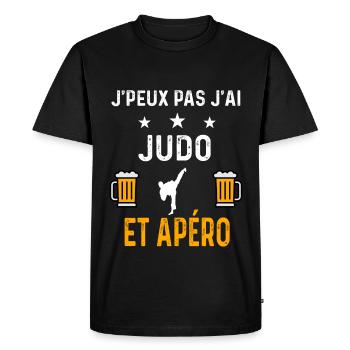 je peux pas j'ai judo et apéro judo - T-shirt Premium bio Homme - noir - Devant - Nico (187cm)