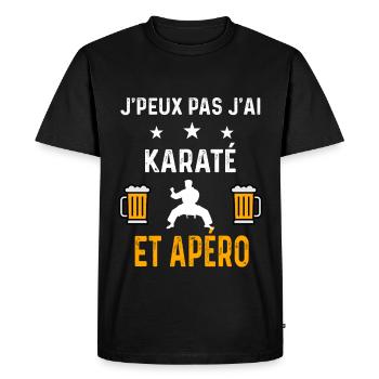 je peux pas j'ai karaté et apéro karaté - T-shirt Premium bio Homme - noir - Devant - Nico (187cm)