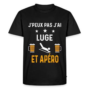 je peux pas j'ai luge et apéro luge - T-shirt Premium bio Homme - noir - Devant - Nico (187cm)