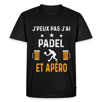 je peux pas j'ai padel et apéro padel - T-shirt Premium bio Homme - noir - Devant - Nico (187cm)