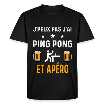 je peux pas j'ai ping pong et apéro ping pong - T-shirt Premium bio Homme - noir - Devant - Nico (187cm)