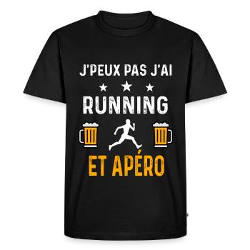 je peux pas j'ai running courir et apéro running - T-shirt Premium bio Homme - noir - Devant - Nico (187cm)