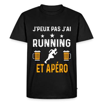 je peux pas j'ai running et apéro running - T-shirt Premium bio Homme - noir - Devant - Nico (187cm)